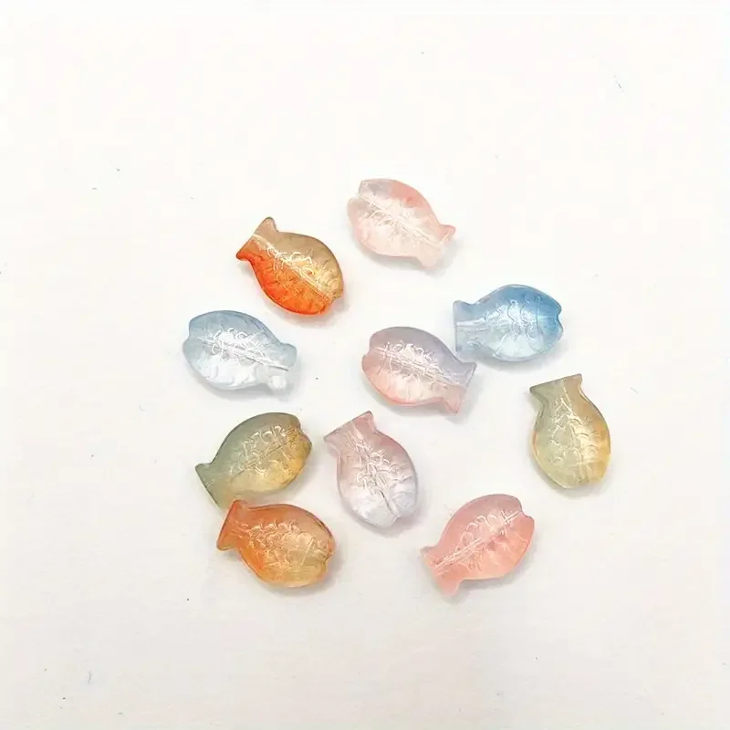 

10Pcs 10x14mm Cute Fish Shape Beads Gradient Crystal Glass Pendant For Jewelry Earing Making Supplier Accessories