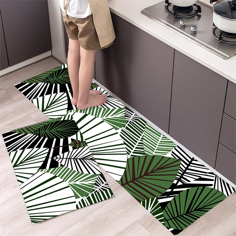 

Nordic Simple Tropical Plants Monstera Bedroom Carpet Kitchen Anti-Slip Home Decor Antifouling Bath Entrance Door Mat House Rug