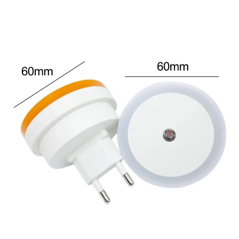 

Round Mini LED Night Lights Intelligent Light Control Induction Energy-saving Bedside Socket Lamp EU US Plug Nightlight Lamp