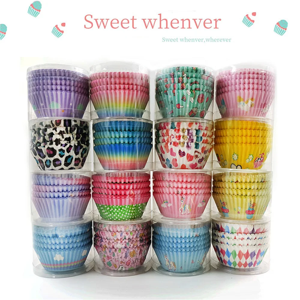

100pcs Animal Pattern Muffin Cups Cupcake Liners Wedding Cake Box Stand Birthday Party Bakery Decoration Accessories