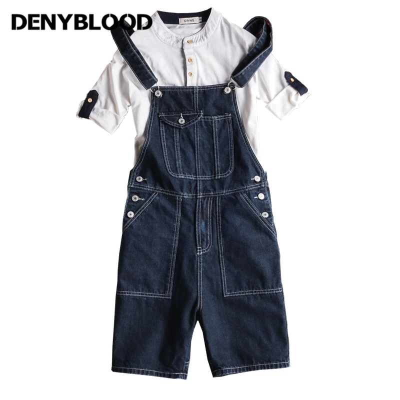 Denyblood Jeans Fshion Blue  Black Jeans Men Jumpsuits Denim Overalls Denim Overalls Bibs Shorts Jumpsuite for Men 7166