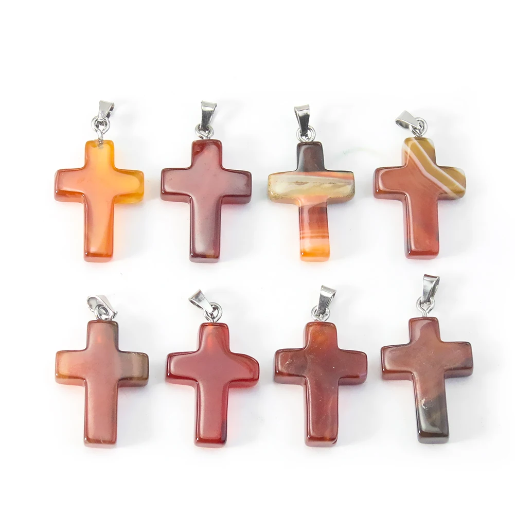 

Natural Energy Stone Onyx Cross Pendant Agate Crucifix Charms Necklace Earrings Dangle Rosary Woman Healing Reiki Jewelry Making
