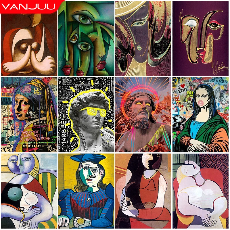 

5D DIY Diamond Painting Abstract Famous Painting Cross Stitch Kit Mosaic Diamond Embroidery Full Round Diamond Home Decor