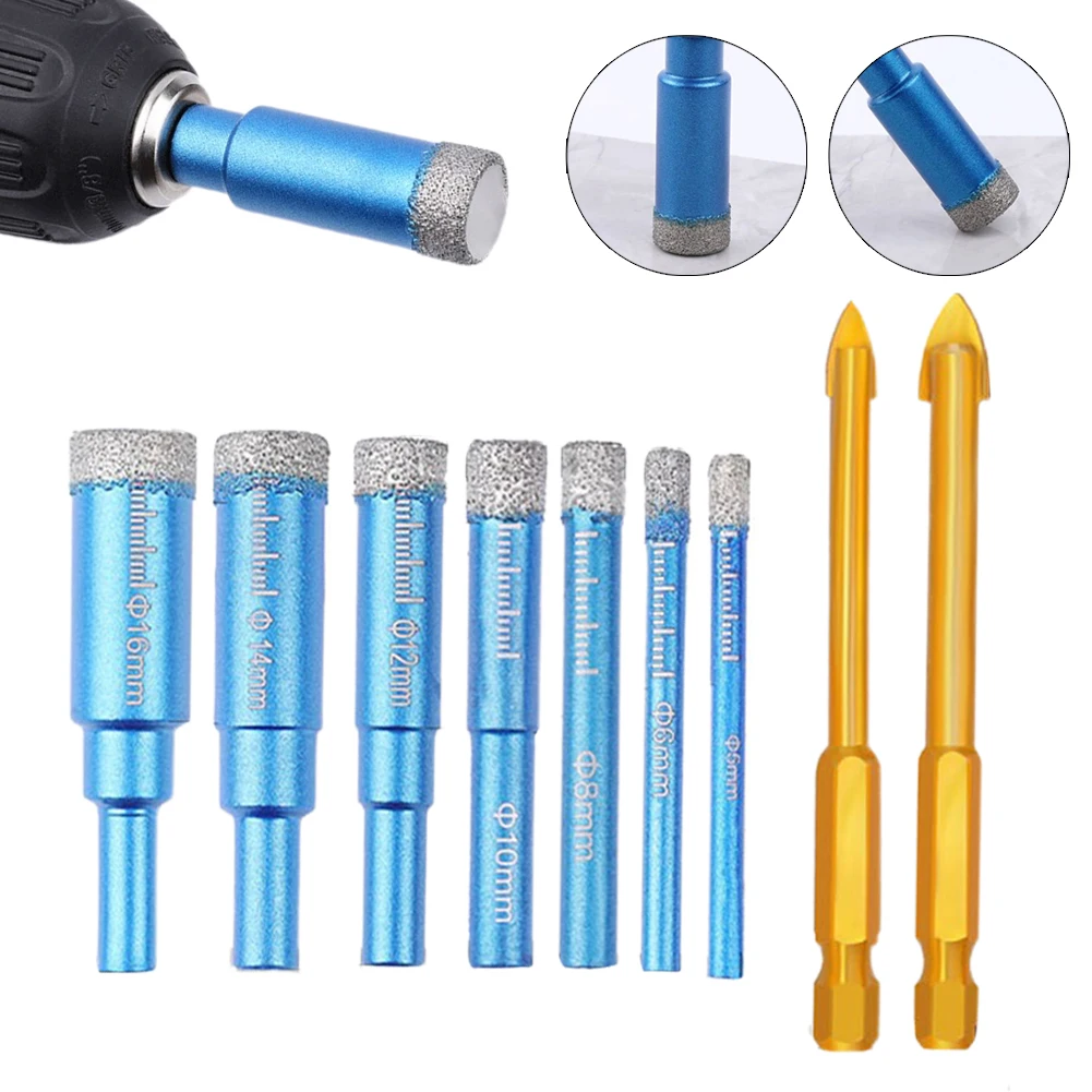 

9Pcs 5-16mm Double-layer Brazed Diamond Dry Ceramic Tile Drill Bit For Hand Drills Marble Granite Hole Opener Tools Accessories