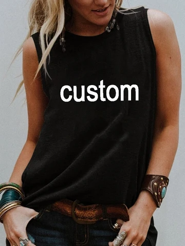 Женская футболка без рукавов CUSTOM, повседневные летние майки