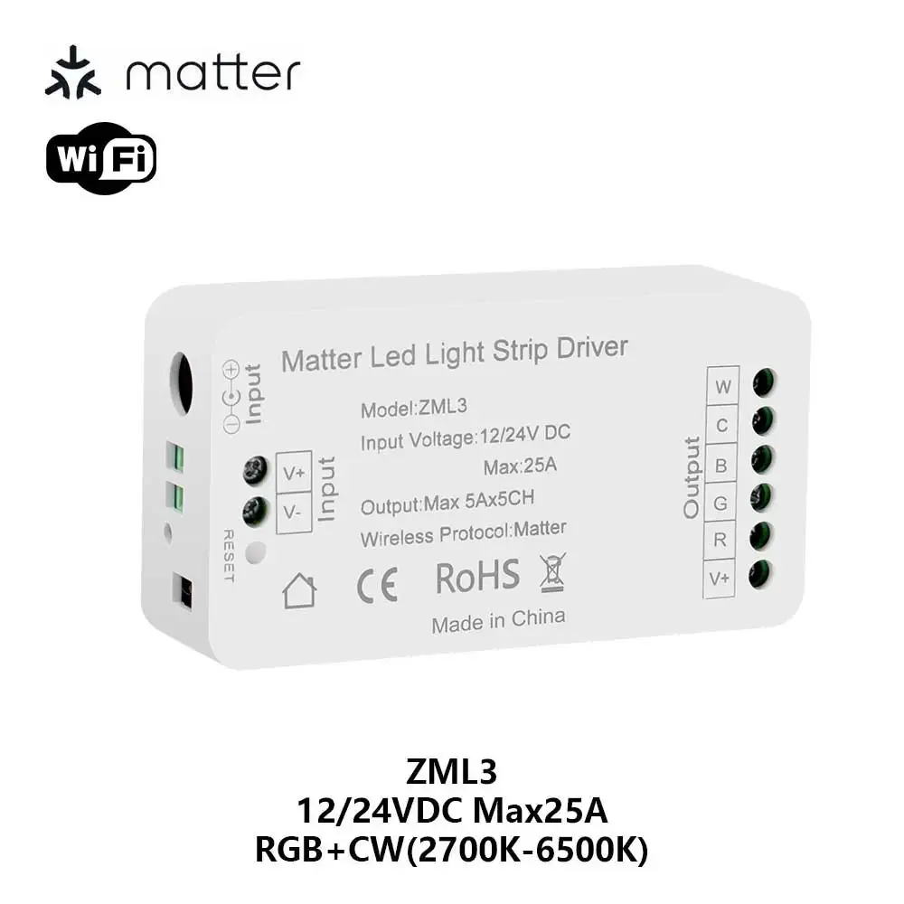 

Zemismart Matter Over WiFi RGBCW CCT светодиодная лента драйвер