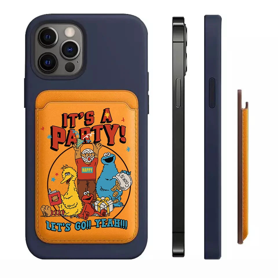 

Cookies ELMO Sesame Street PU Leather Card Holder For Magsafe Magnetic Card Bag Wallet Case For iPhone 11 12 13 14 Accessories