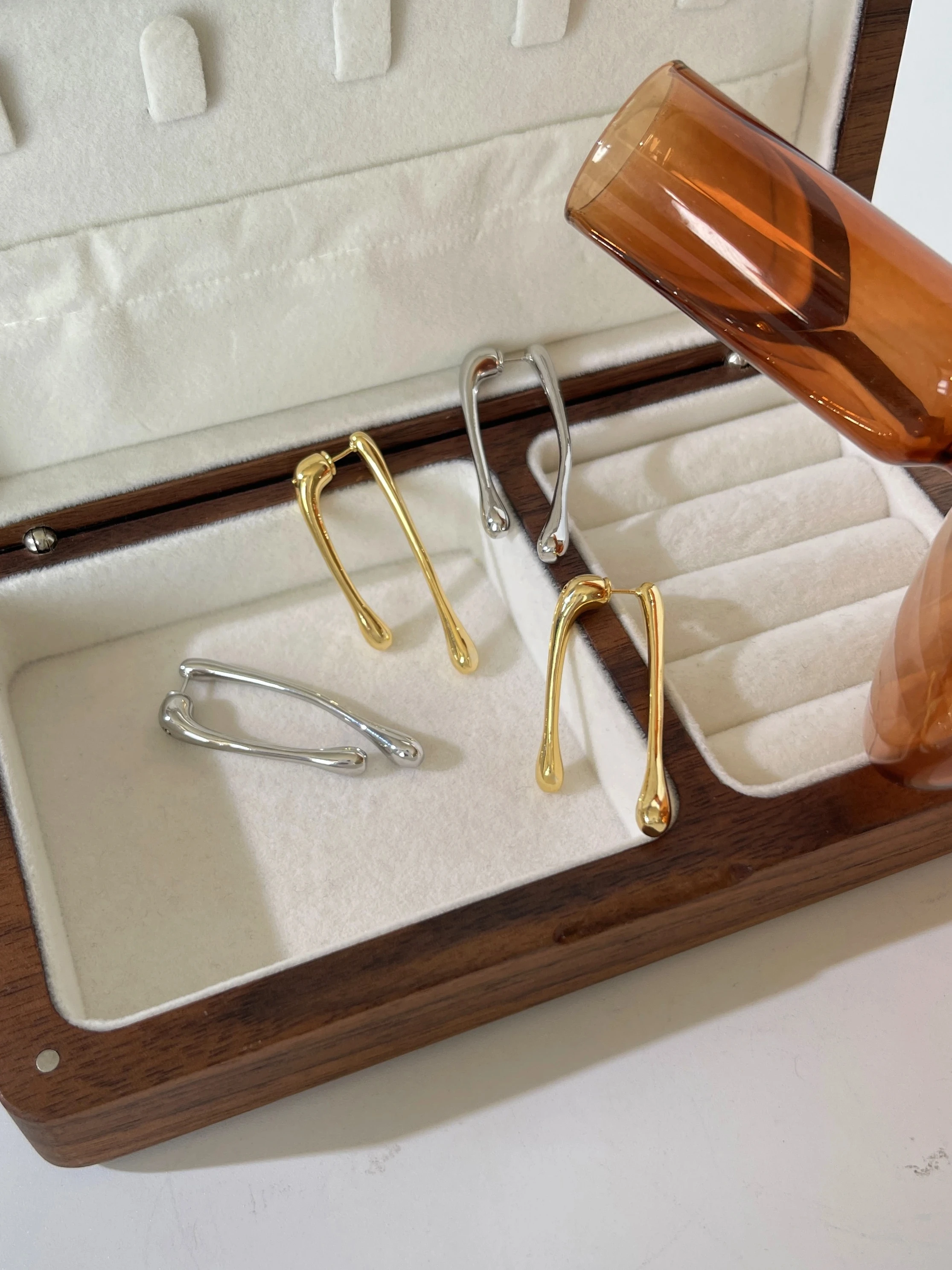 Серьги Peri'sbox с золотым и серебряным покрытием