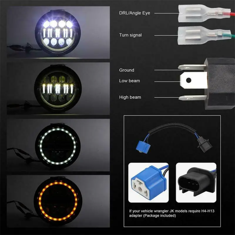 

Weatherproof Led Headlight 7" Inch 150w Universal Durable Car Led Headlight Car Led Lamp Angel Eyes Car Accessories