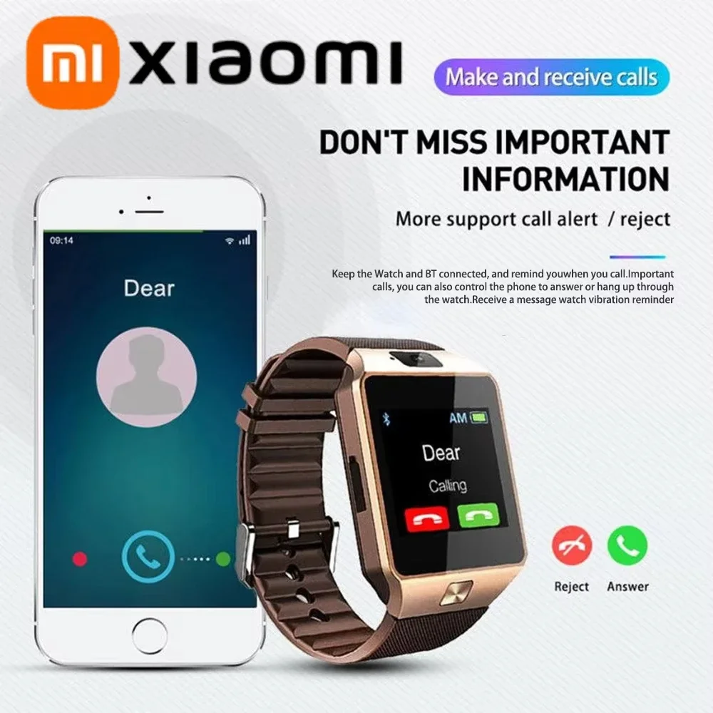 Фото Xiaomi цифровой сенсорный экран умные часы DZ09 Q18 браслет камера Bluetooth наручные часы SIM-карта IOS Android телефоны поддержка №2