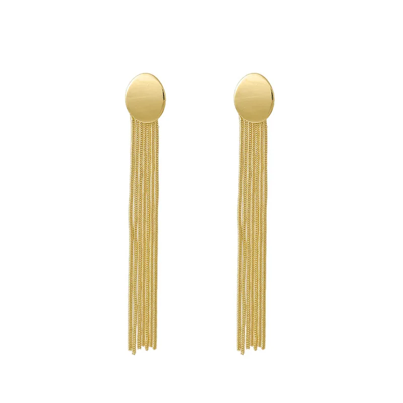 

Gold Color Long Tassel Dangle Earrings Jewelry Metal Statement Fringe Drop Earring for Women Charm Girl Friend Gift Party HipHop