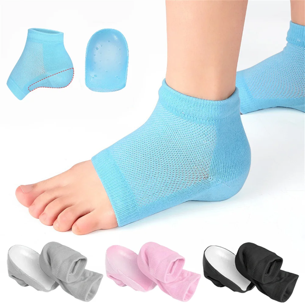 Unisex Invisible Height Increase Silicone Socks Gel Heel Pads Heel Cushion Soles Insole Foot Massage Orthopedic Arch Support