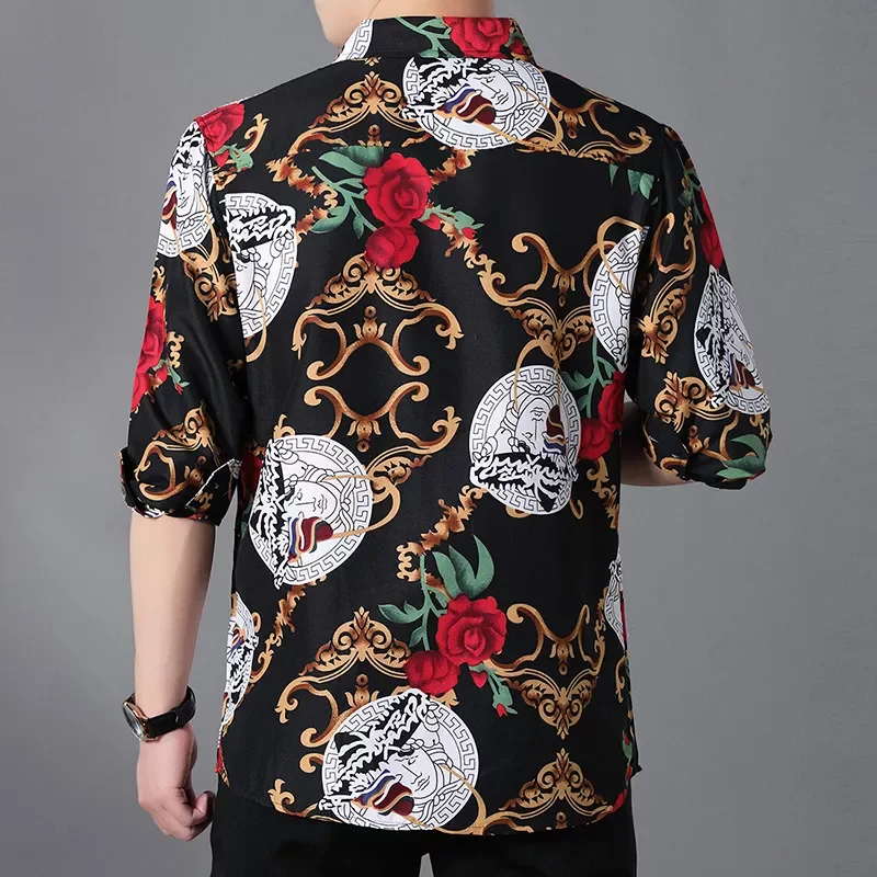 

NEW IN Spring New Arrival Men's Shirt Fashion Printed Long Sleeve Casual Social Shirts Men Business Office Plus Size 6XL 7XL