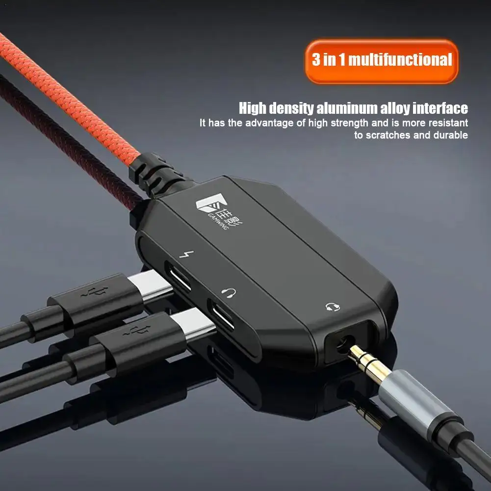 

3-in-1 Audio Adapter Converter Ax100 Type-C To PD Fast + QC18W9V + Fast Audio Type-C PD60W20V 3.5mm Output Charge Charger + P2O1