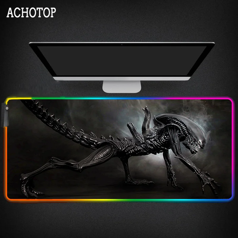 Alfombrilla de ratón con diseño de Predator Warrior para jugador, alfombrilla de ratón con estampado de Alien Monster, para ordenador portátil, escritorio, 7 colores, RGB