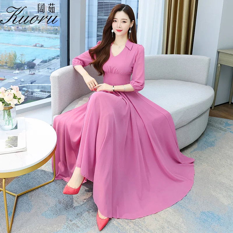 

Summer Clothes For Women 2022 Long Pink Dress Casual Beach Blue Chiffon Maxi Dresses Chic Yellow Party Elegant Prom Fashion Robe