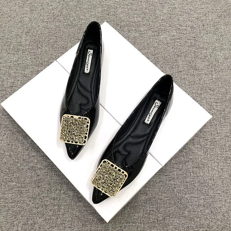 

Pointed Flat Shoes Women's 2023 Spring and Autumn Women's Shoes Shallow Soft Shoes Drill Buckle Four Seasons Ladybug Shoes