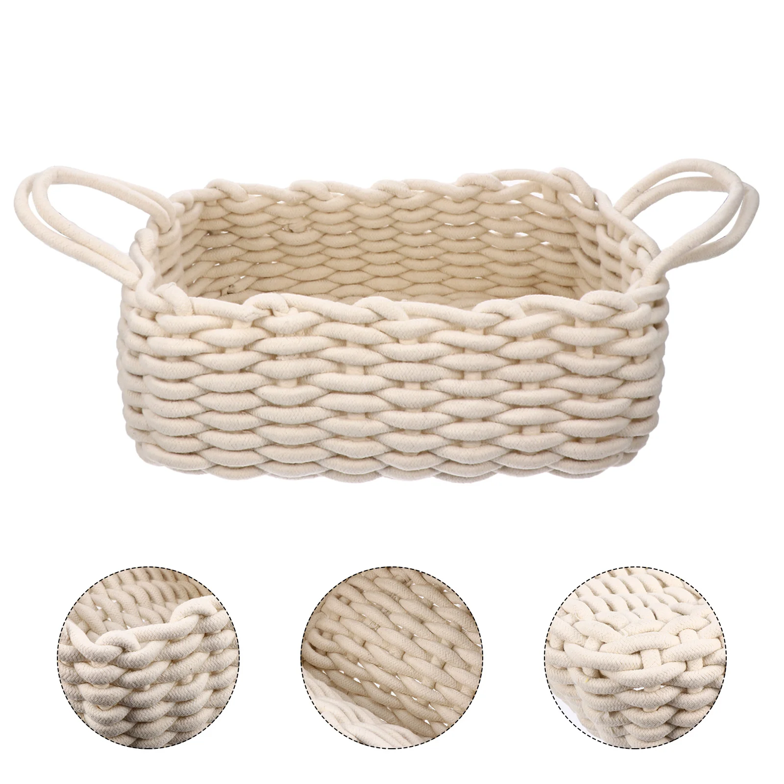 

Decorative Cotton Storage Basket Bin with Handle for Nursery Kids Toys Food