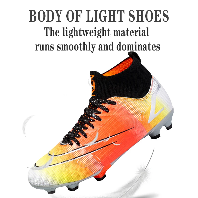 Professional Football Boots Men High-quality Non-slip Long Spikes Ankle Soccer Shoes Summer Outdoor Sports Futsal Training Shoes