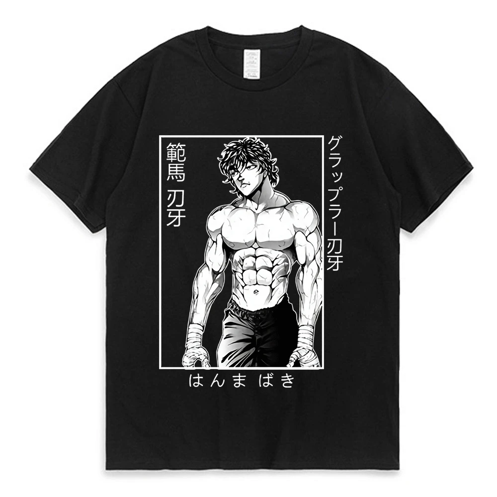 

Anime Baki Hanma The Grappler Yujiro T-shirt Men's Casual 90S Vintage Short Sleeve T Shirts Oversized Hip Hop Streetwear Tees