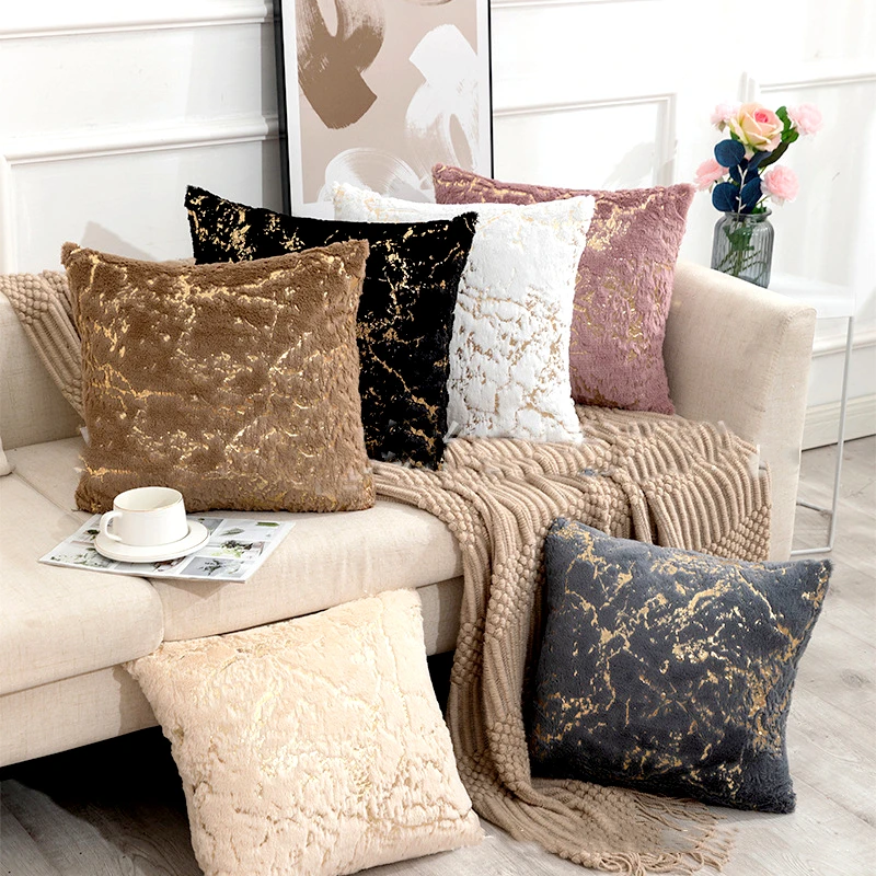 

Fur Cushion Cover Decorative Super Soft Golden Plush Pillow Cover for Sofa Home Pillow Case White Gray Fur Cushion Cover
