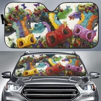 funny dairy cows with floral wreaths and butterflies colorful watercolor artwork print car sunshade dairy cows painting print a