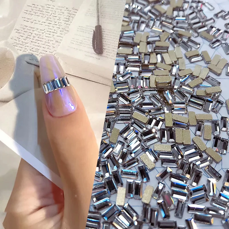 

50 шт. Блестящие кристаллы 3D Стразы для ногтей Стразы с плоской задней поверхностью стекло для творчества блестящие алмазные украшения для ногтей маникюр квадратные искусственные