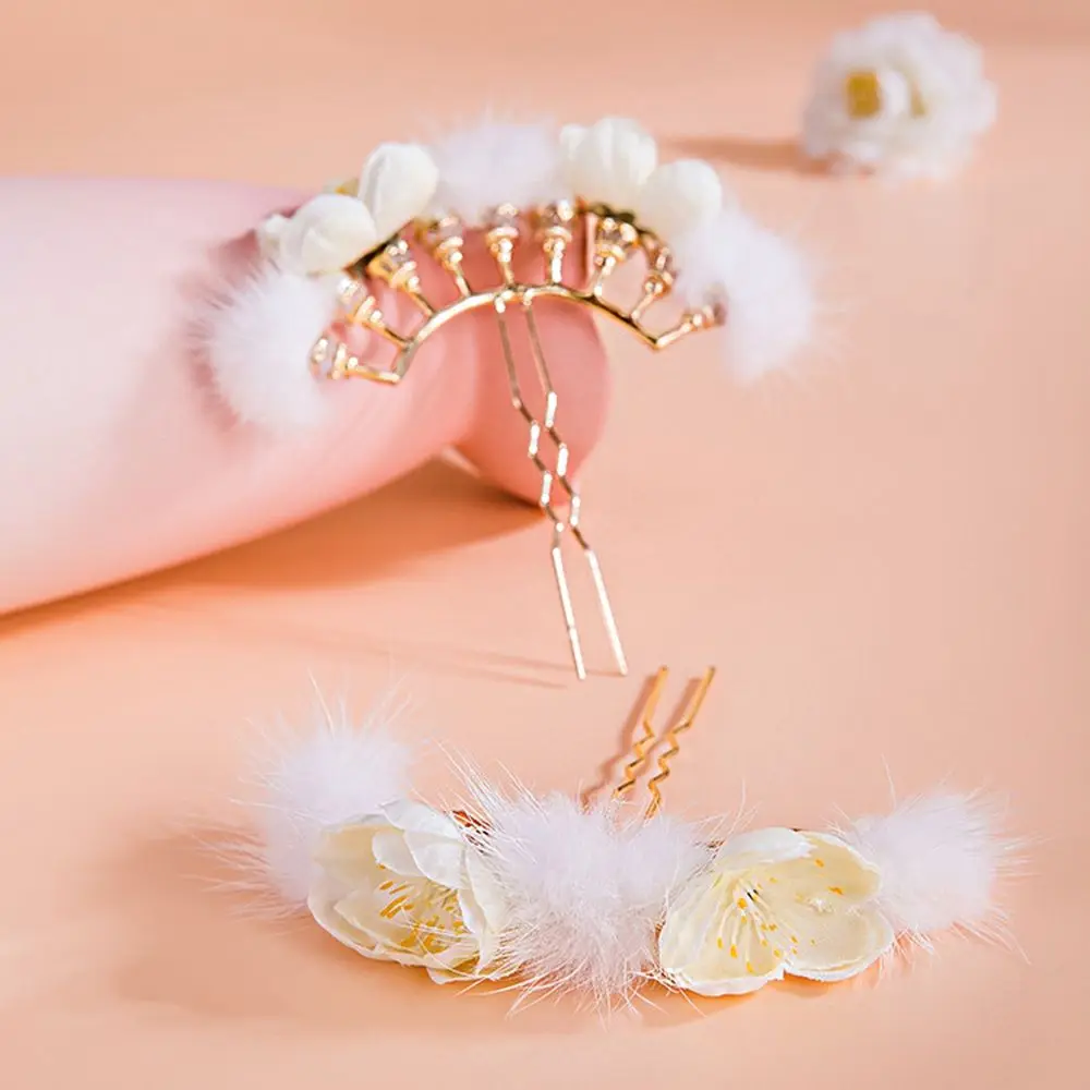 

Kimono Retro Alloy Bridal Child Headwear Women Girl Hair Accessories Flowers Row Hairpin Hanfu Hair Sticks Hair Forks
