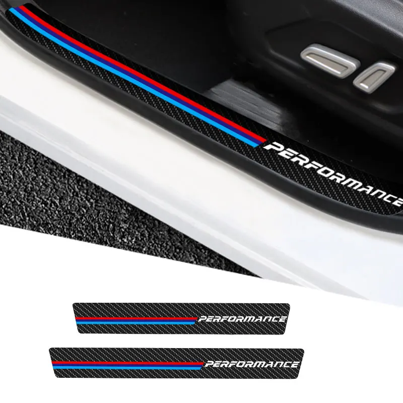 

4Pcs For BMW Performance Car Threshold Stickers Anti Scratch Door Sill Protector ​Protection Carbon Fiber Stylin Accessories