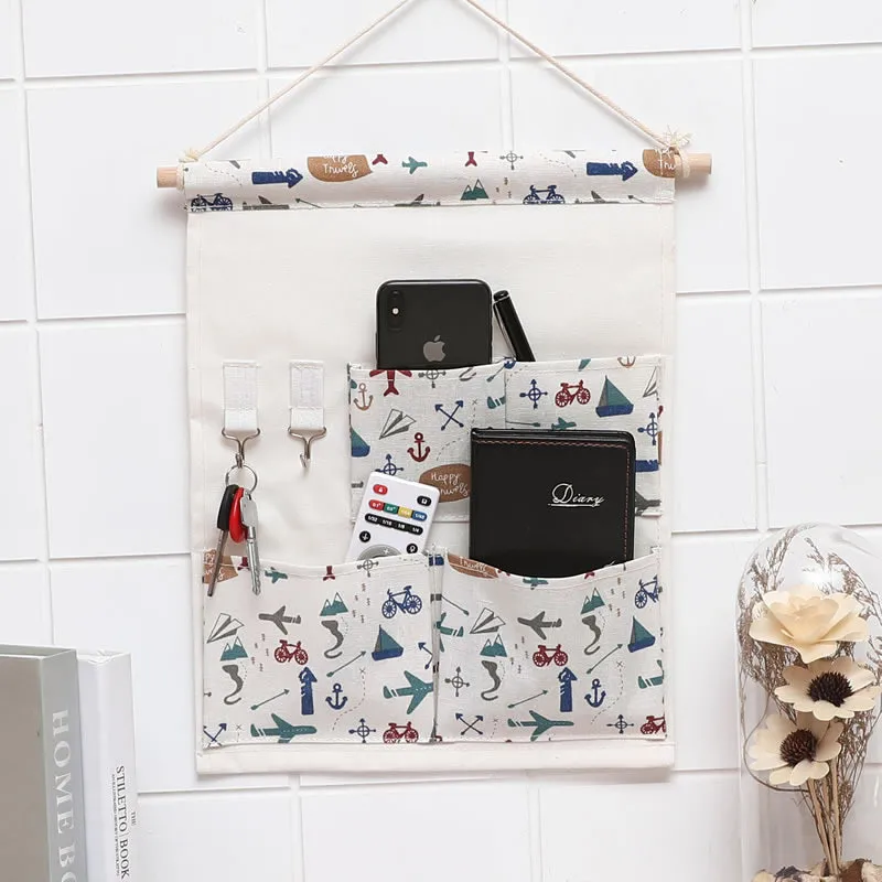 

Wall-mounted Storage Hanging Bag Cotton and Linen Multi-layer Toy Jewelry Sundries Storage Bag Wardrobe Door and Window Pendant