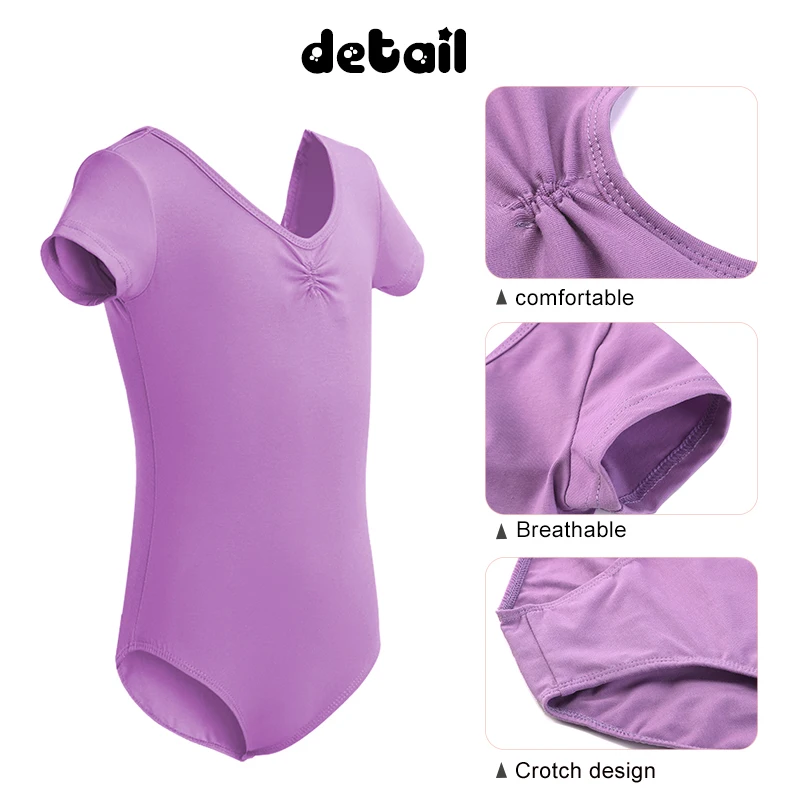 ballet leotards for girls children kids toddler cotton bodysuit dance wear short sleeve gymnastics costume catsuit closed crotch