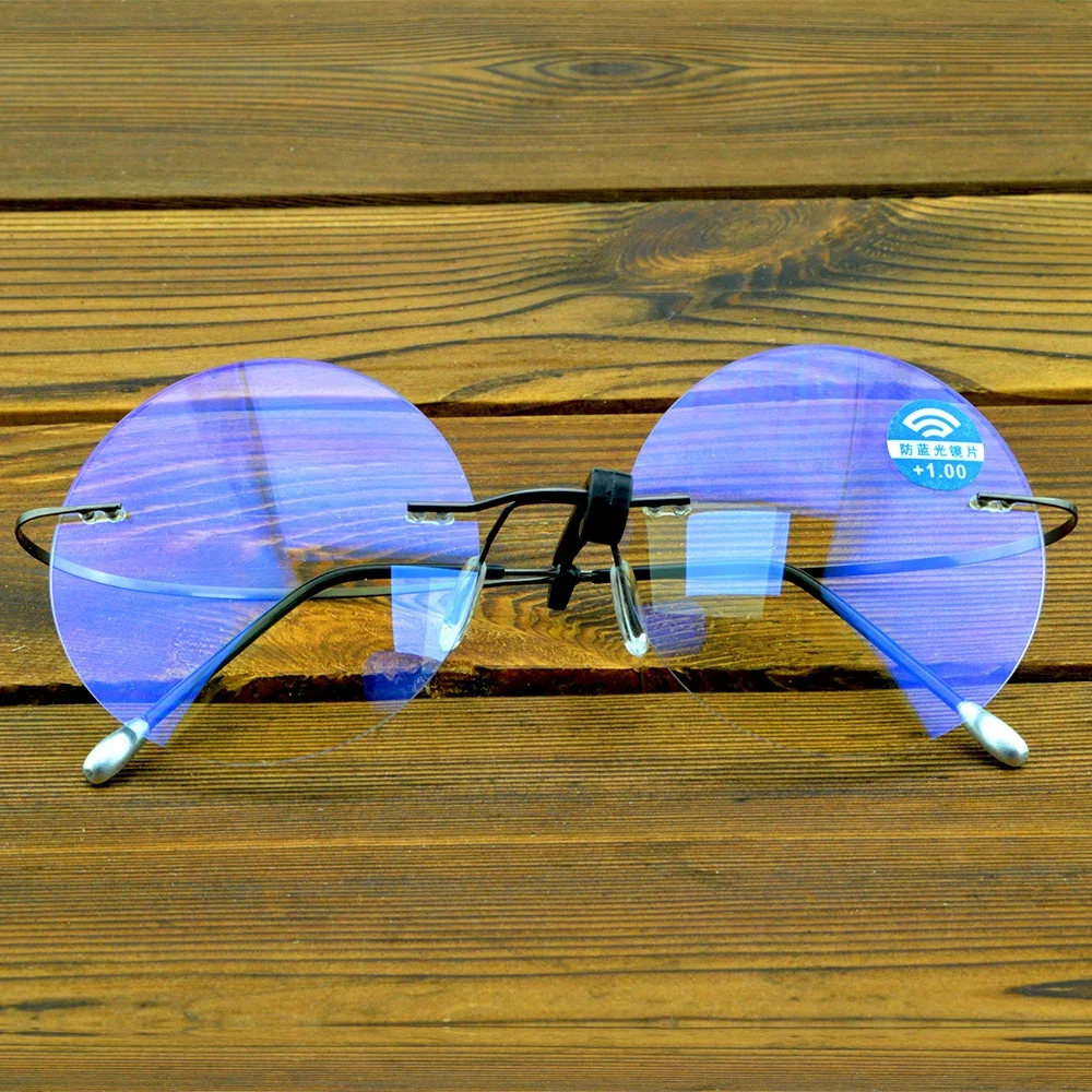 Очки для чтения из титанового сплава Clara Vida Round Style без оправы +0 75 +1 25 5 +2 до +4