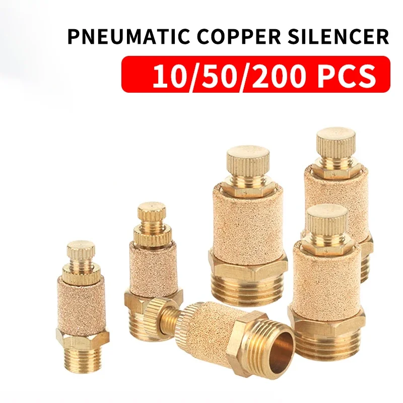 

10/50pcs Pneumatic Exhaust Muffler Brass 1/8" 1/4" 3/8" 1/2" BSL M5 Silencers Fitting Noise Filter Reducer Connector Copper