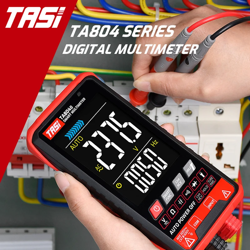 

TASI TA804AB DIGITAL MULTIMETER Professional Auto Tester Multimeter HD Color Screen Ultrathin Intelligent OHM NCV Voltage Meter