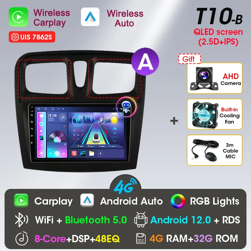 Srnubi Android 13 Carplay автомобильный радиоприемник мультимедийный плеер для Renault Logan 2 Sandero 2 2012-2019 2 Din GPS стерео DVD головное устройство