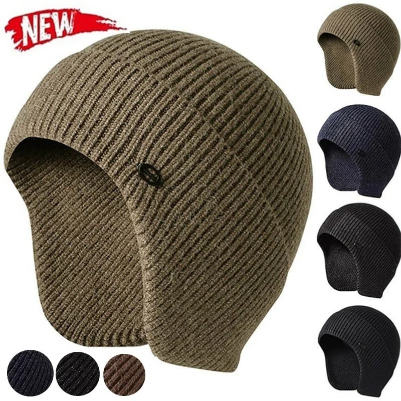 

Unisex Windproof Earmuff Cap, Ear Protection, Knitted Hat, Warm Skullies, Beanies, Bonnet Hats, Outdoor, Men's, Winter