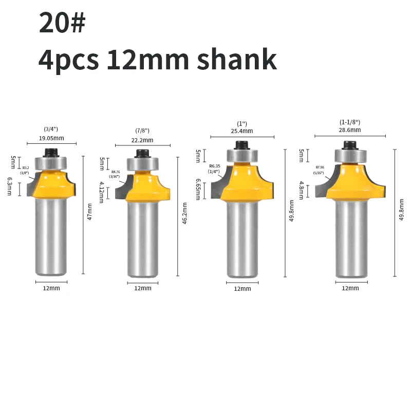 Угловые фрезы из сплава вольфрама и кобальта для дерева