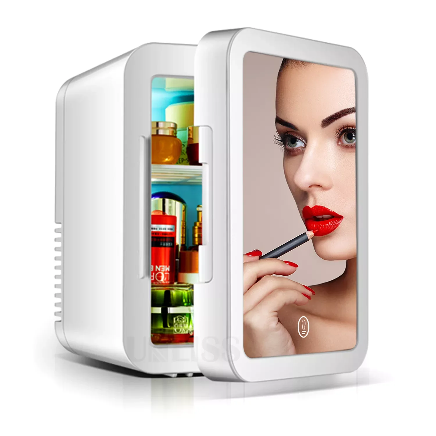 

NEW2023 Mini Refrigerator 8L Cosmetic Fridge with LED Light Mirror Portable Skincare refrigeration Beauty Refrigerator for Car H