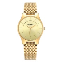watch for men gold ultra thin quartz wristwatch citizen movement waterproof fashion stainless steel golden luxury mens watches