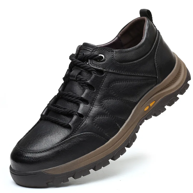 

Мужские туфли на шнуровке, весна-осень 2023, Нескользящие прочные уличные рабочие простые универсальные модные повседневные кожаные походные туфли
