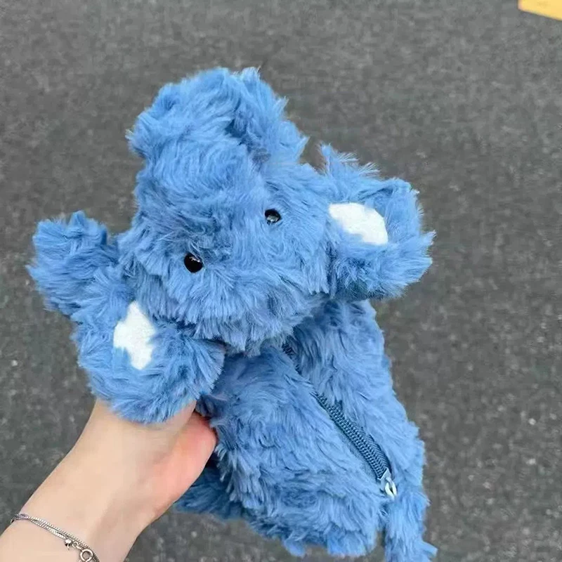 Милый мультяшный синий слон пенал большой емкости плюшевый чехол для ручек