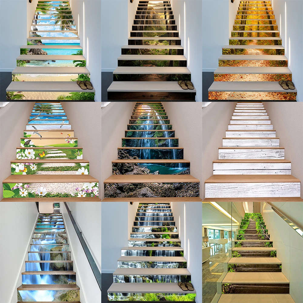 

6/13 шт., водонепроницаемые виниловые наклейки для украшения лестницы