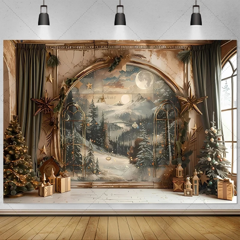 Фон для фотосъемки Рождественская елка Луна