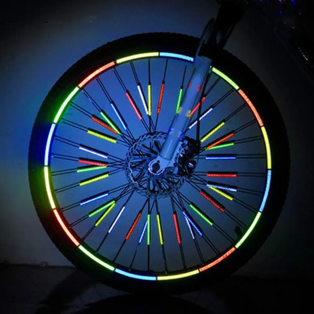 

12Pcs Bicycle Lights Wheel Rim Spoke Clip Tube Safety Warning Light Cycling Bike Strip Reflective Reflector Bicycle Accessories