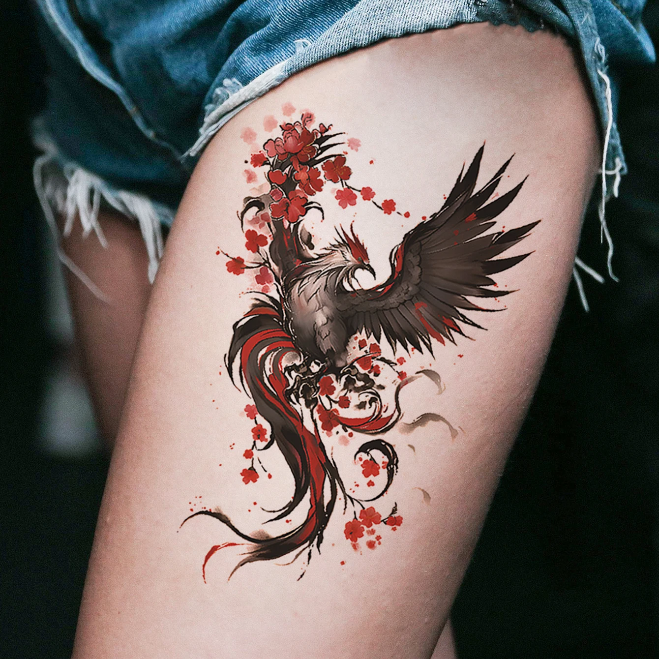 Водостойкие Временные Татуировки Наклейки 2 Шт. Дизайн Феникса Подходят Для Рук