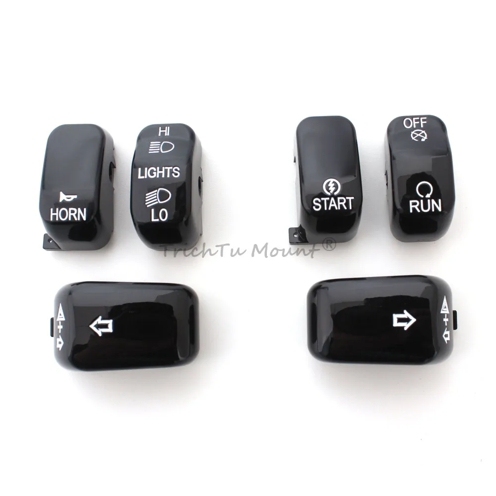 Кнопки управления рулем мотоцикла, черный корпус переключателя, колпачки, чехол для Harley Sportster Touring Road King Softail Dyna Fat Bob