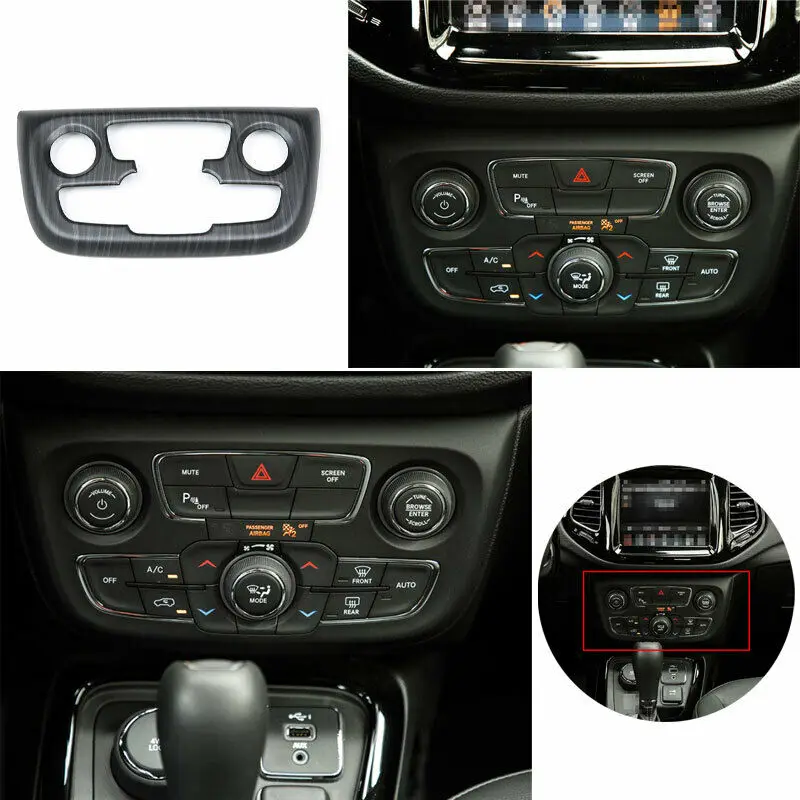 

Black Wood Grain Central Console AC Switch Panel Trim For Jeep Compass 2017-2020