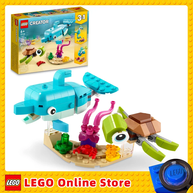 

LEGO Creator 3in1 Dolphin and Turtle to Seahorse 31128 Sea Animal Figures Toys Building Set for Kids Boys Girls Birthday Gift