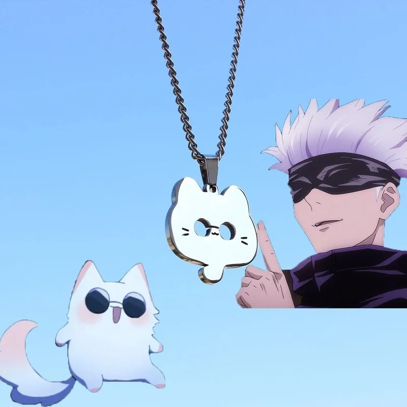 

Jujutsu Kaisen Necklace Women anime Gojo Satoru Necklaces Woman Fashion cat Pendant Lady Party Silver Color Trendy Naszyjnik