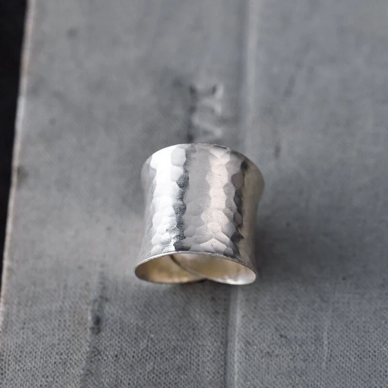 

Creative new design Thai silver wide version concave and convex ladies ring fresh ethnic style light luxury jewelry